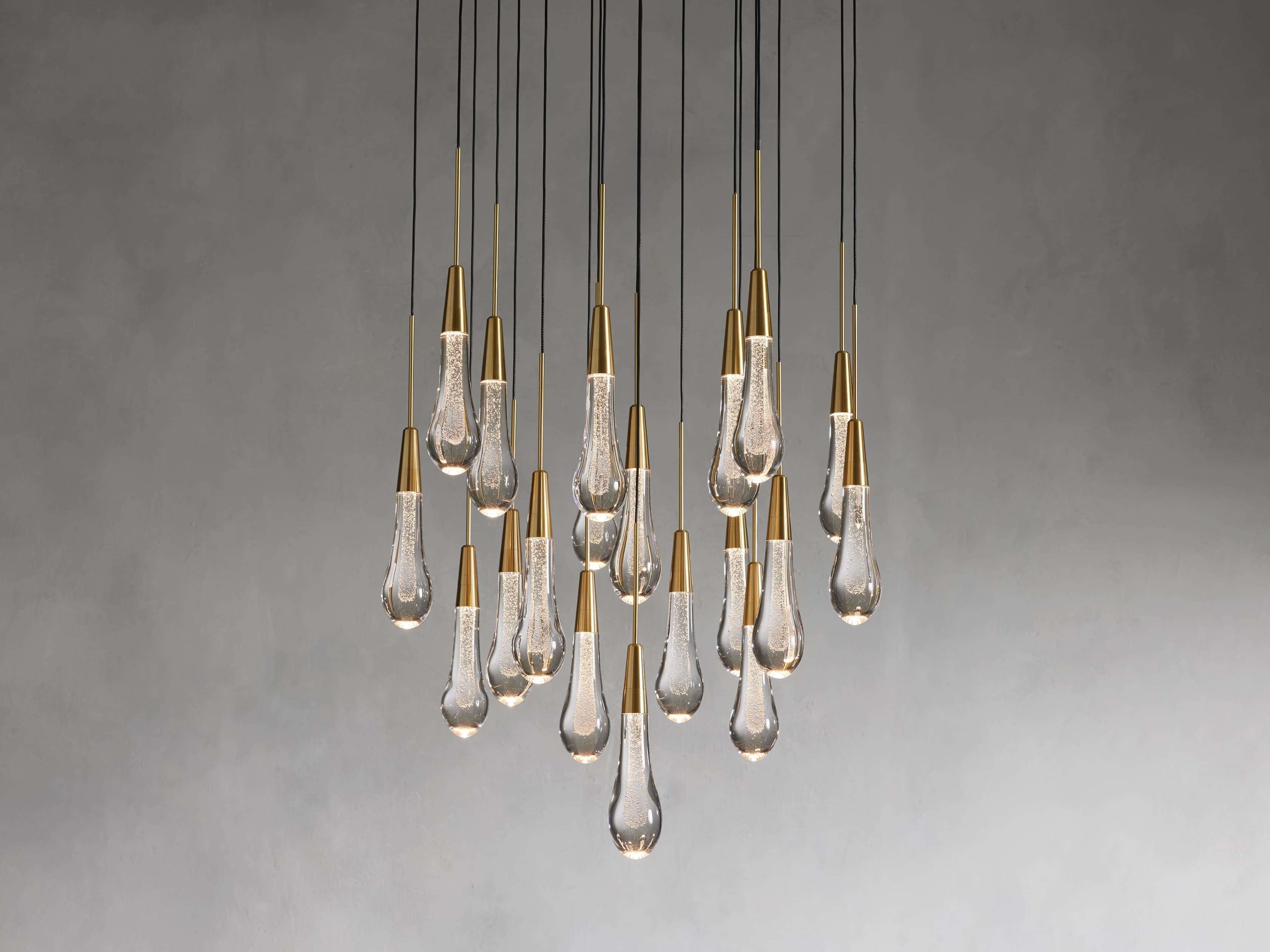 Rainfall Seeded Glass LED Chandelier
