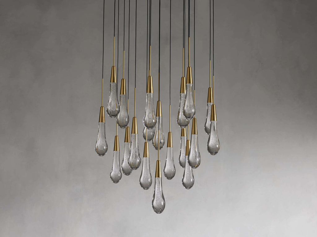 Rainfall Seeded Glass LED Chandelier