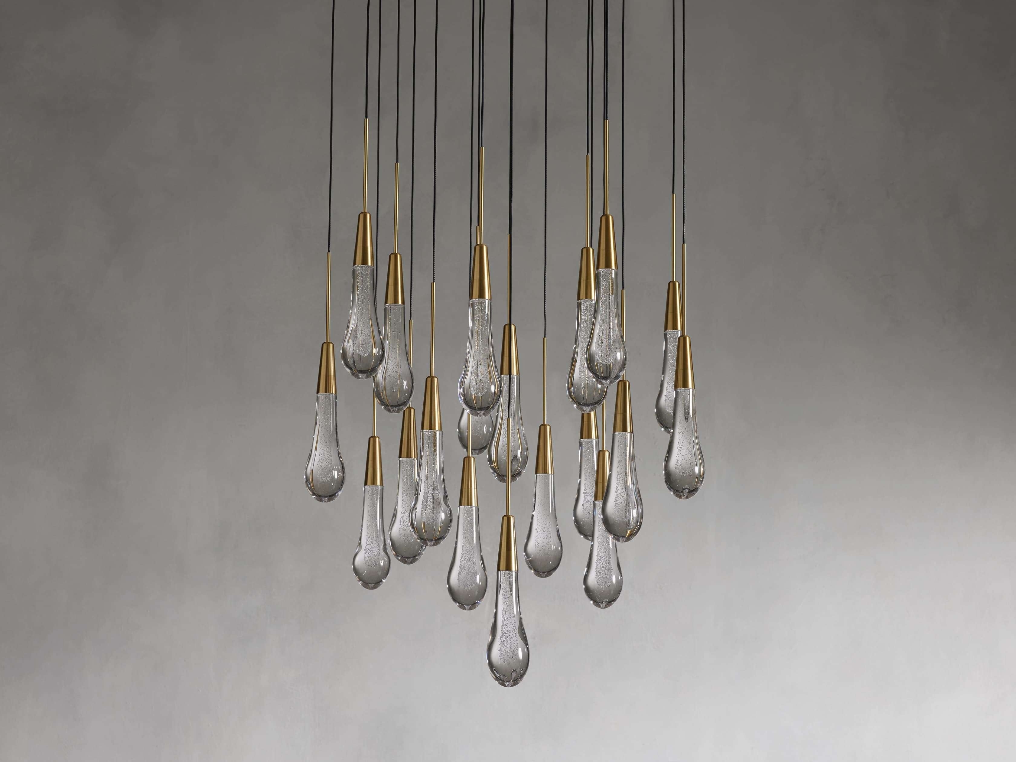 Rainfall Seeded Glass LED Chandelier