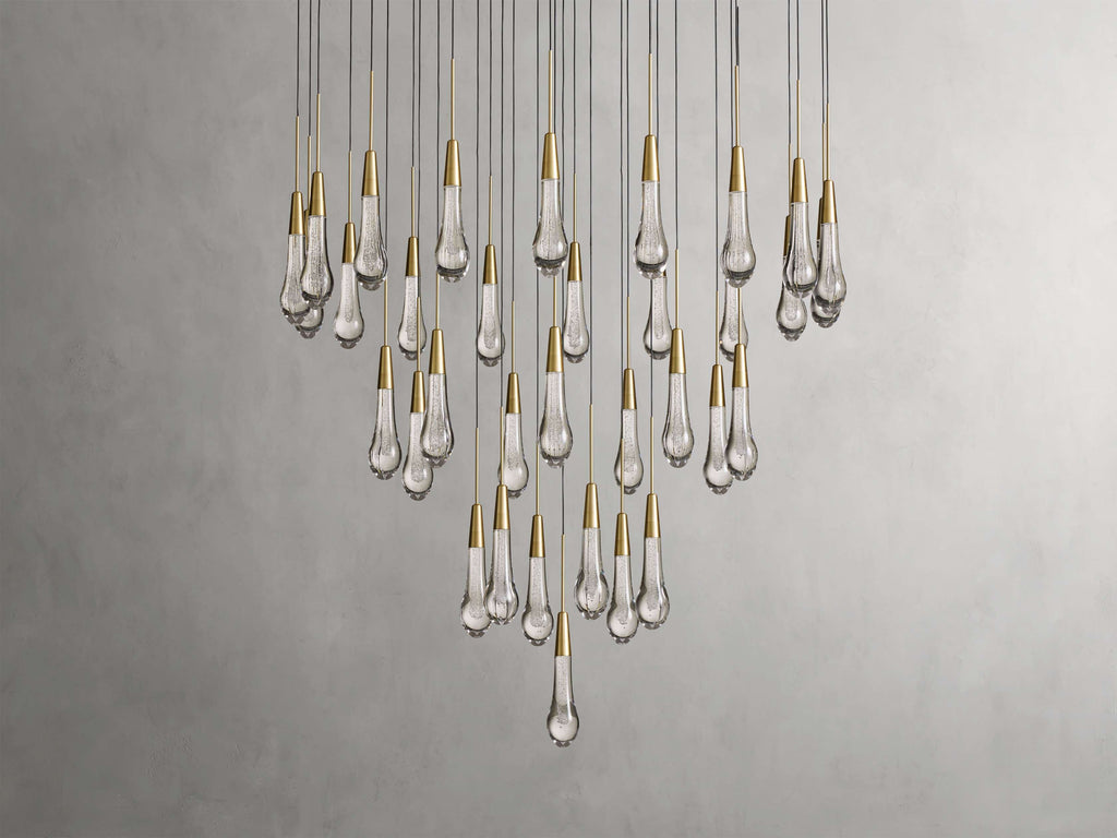 Rainfall Seeded Glass LED Chandelier