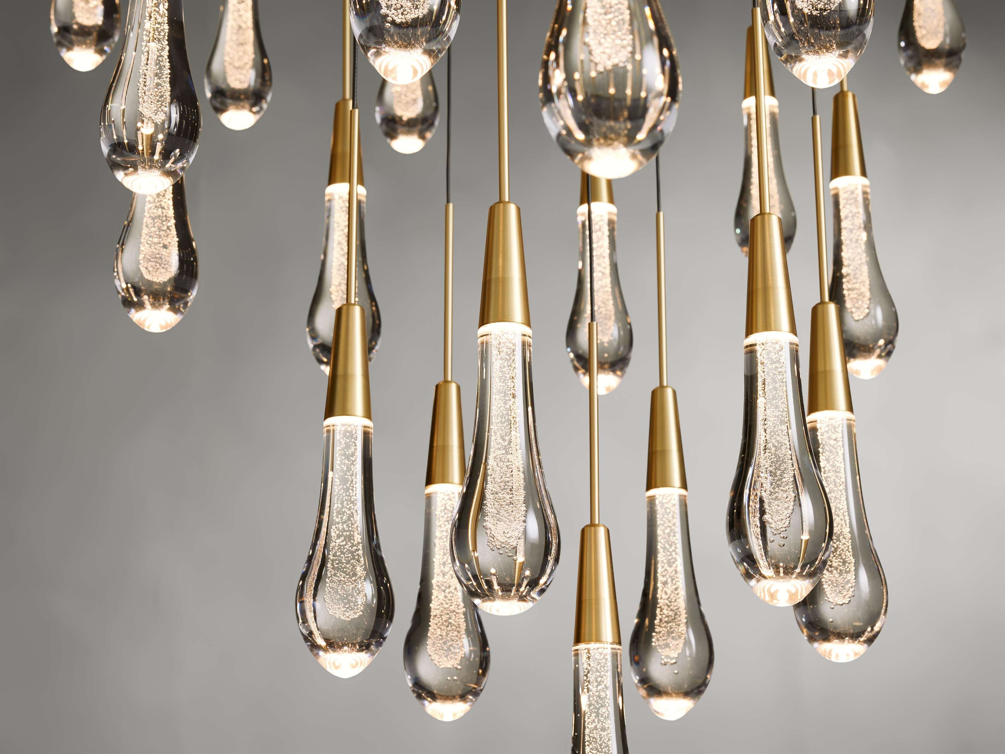 Rainfall Seeded Glass LED Chandelier