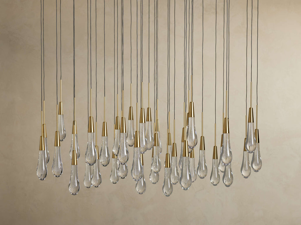 Rainfall Seeded Glass LED Chandelier