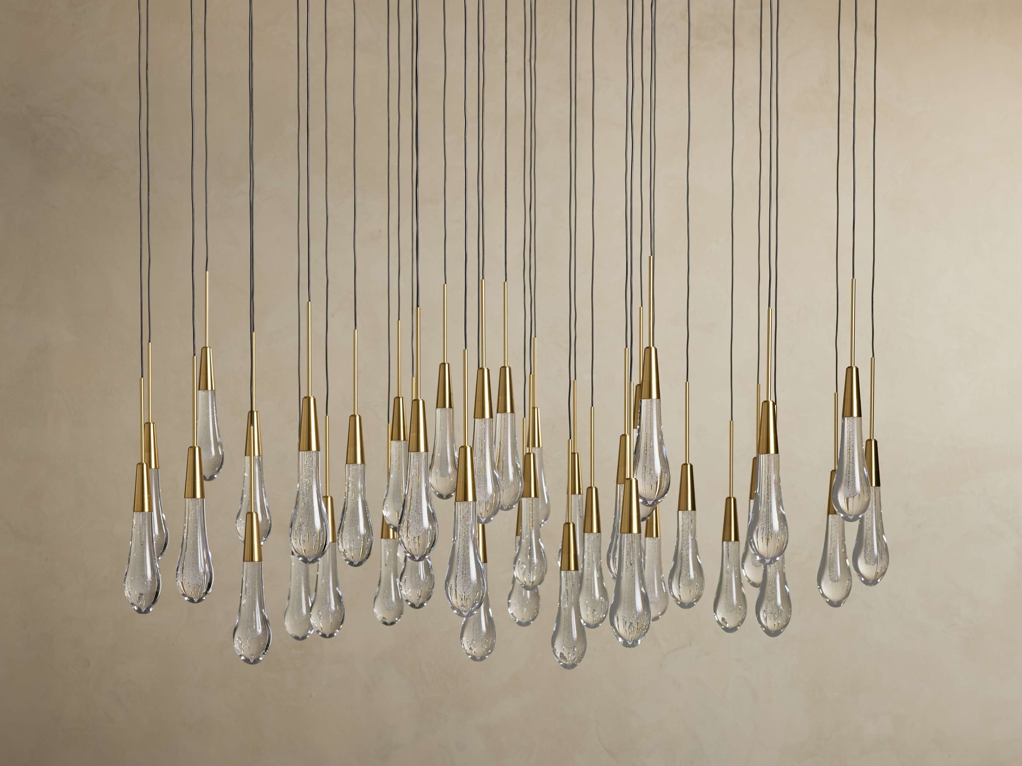 Rainfall Seeded Glass LED Chandelier