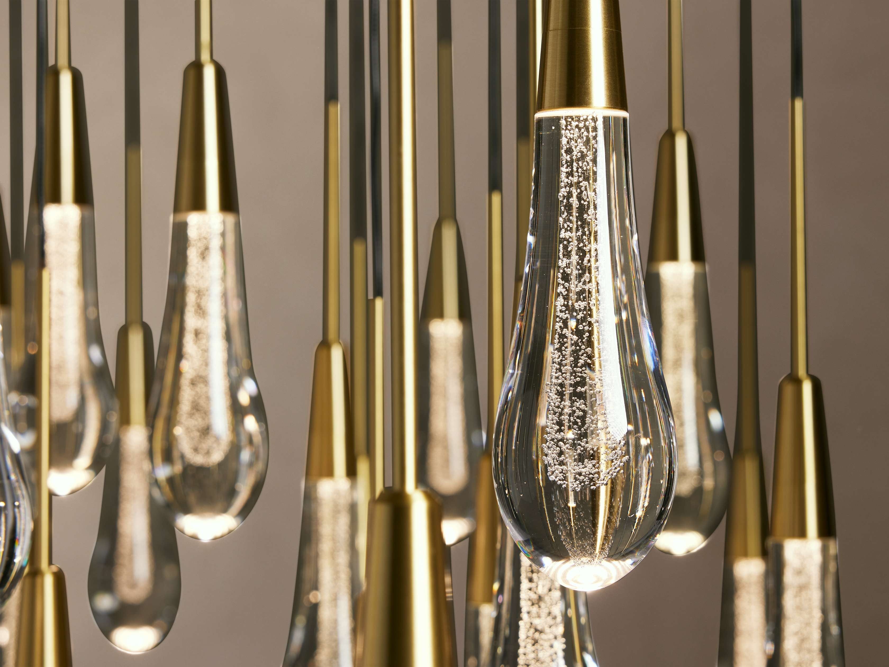 Rainfall Seeded Glass LED Chandelier