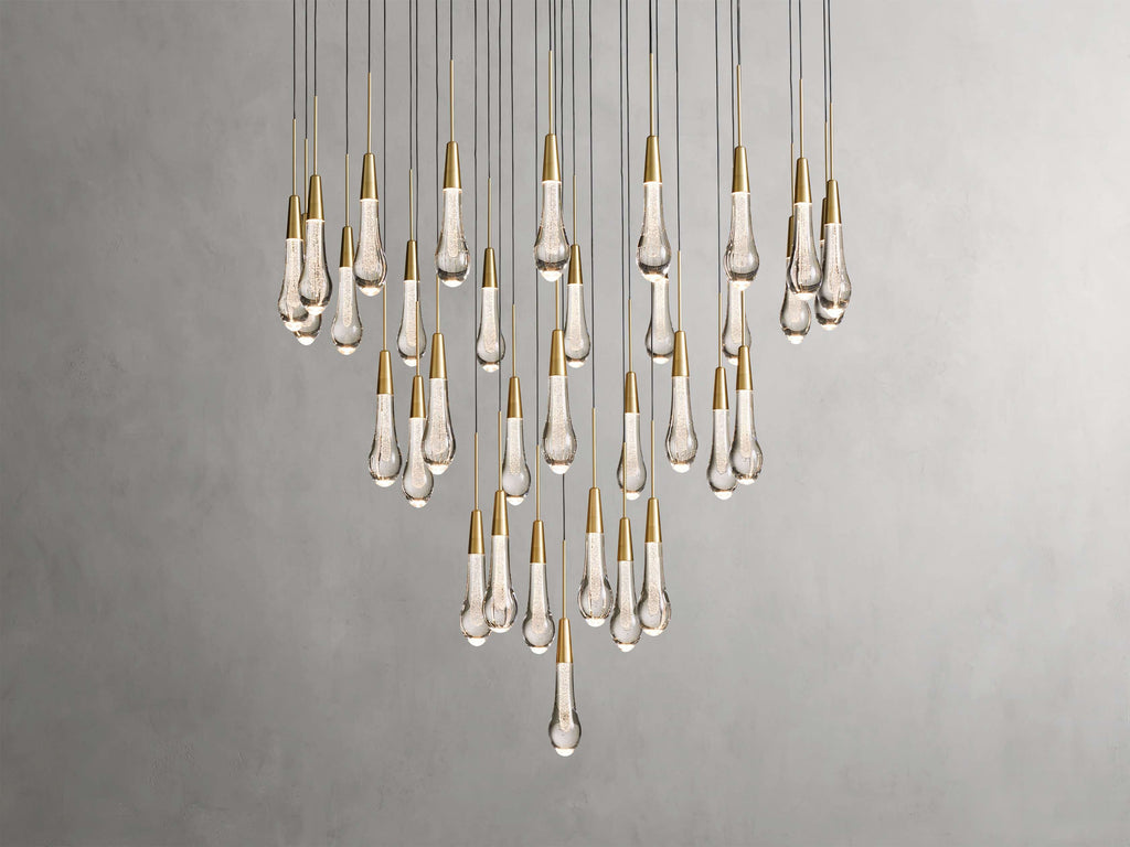 Rainfall Seeded Glass LED Chandelier