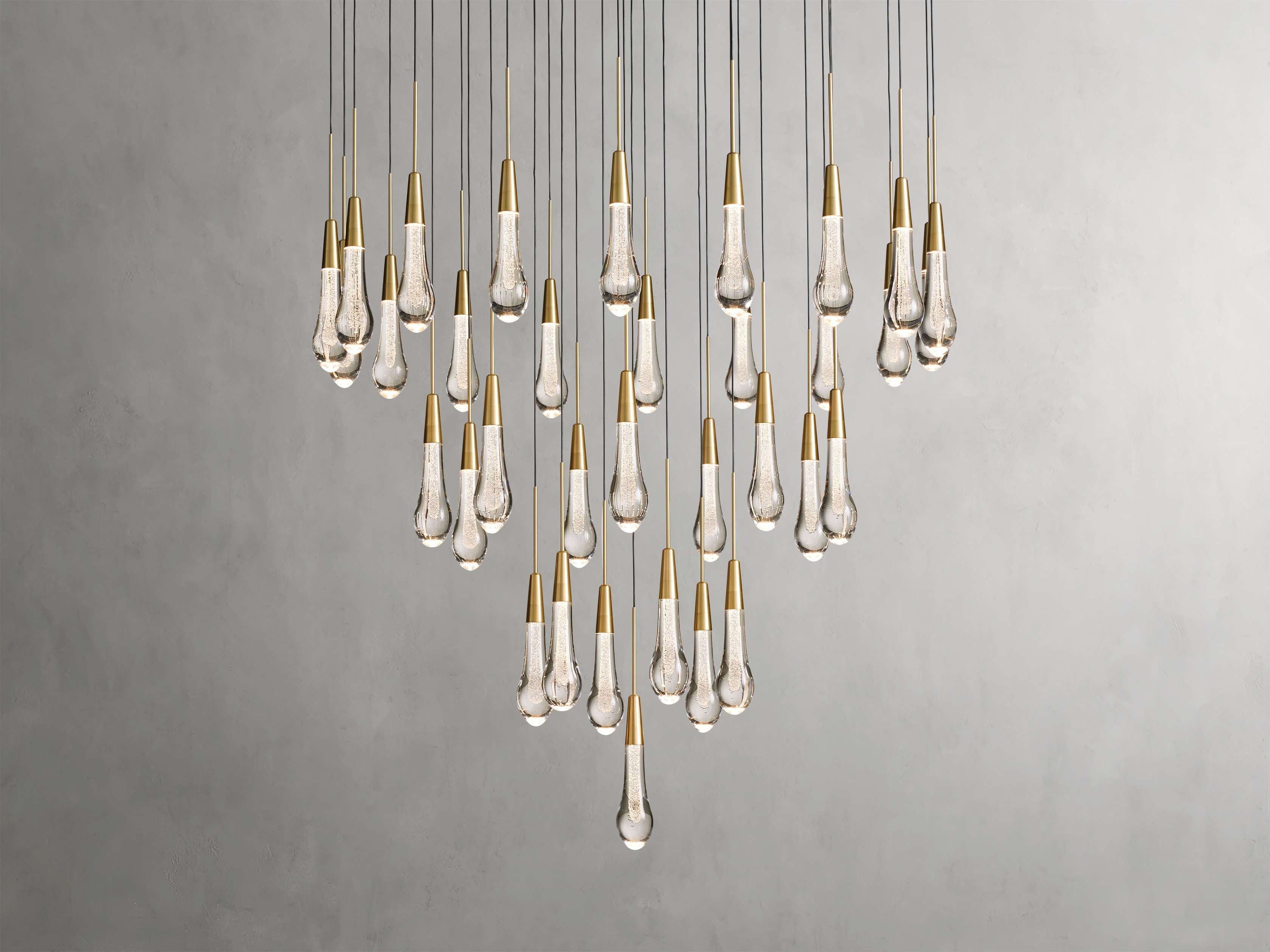 Rainfall Seeded Glass LED Chandelier