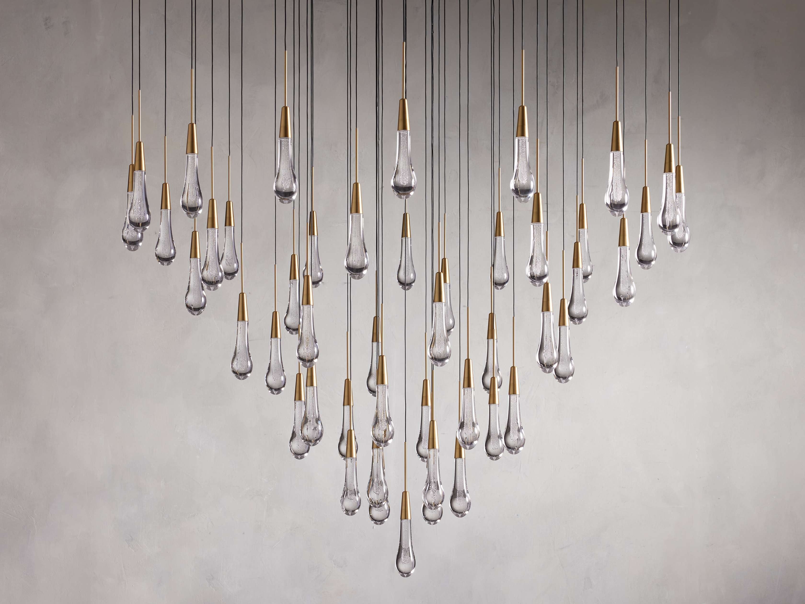 Rainfall Seeded Glass LED Chandelier