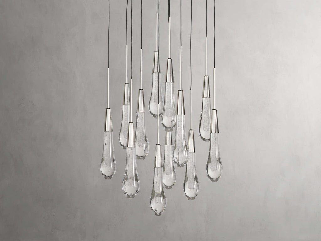 Rainfall Seeded Glass LED Chandelier