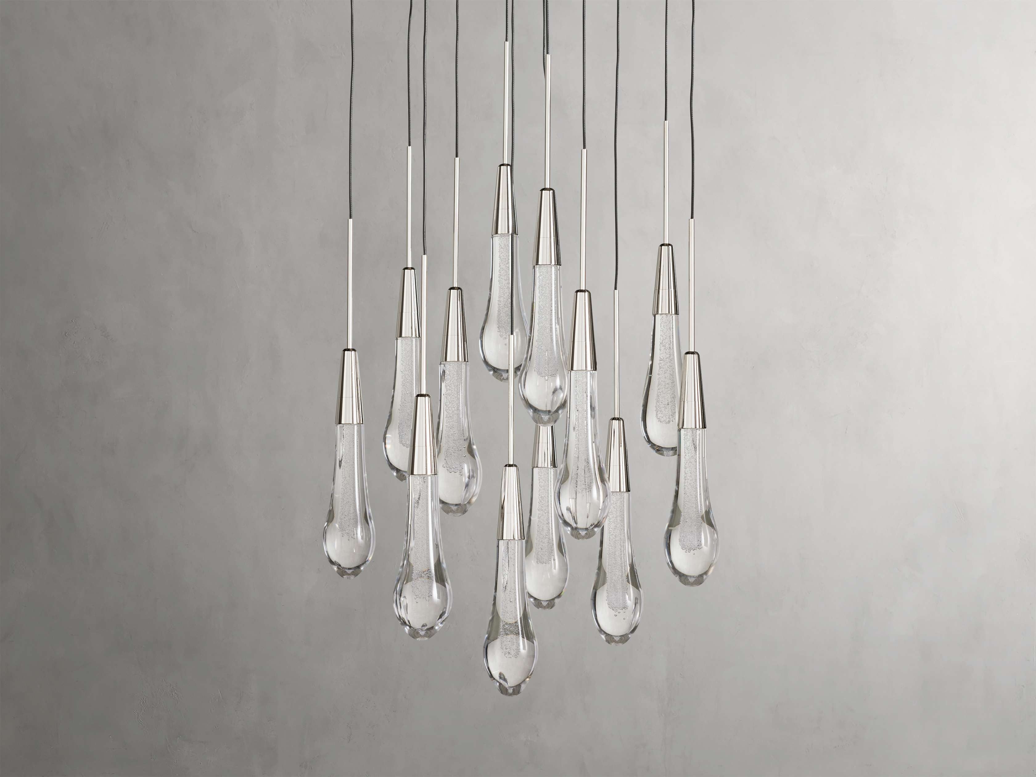 Rainfall Seeded Glass LED Chandelier