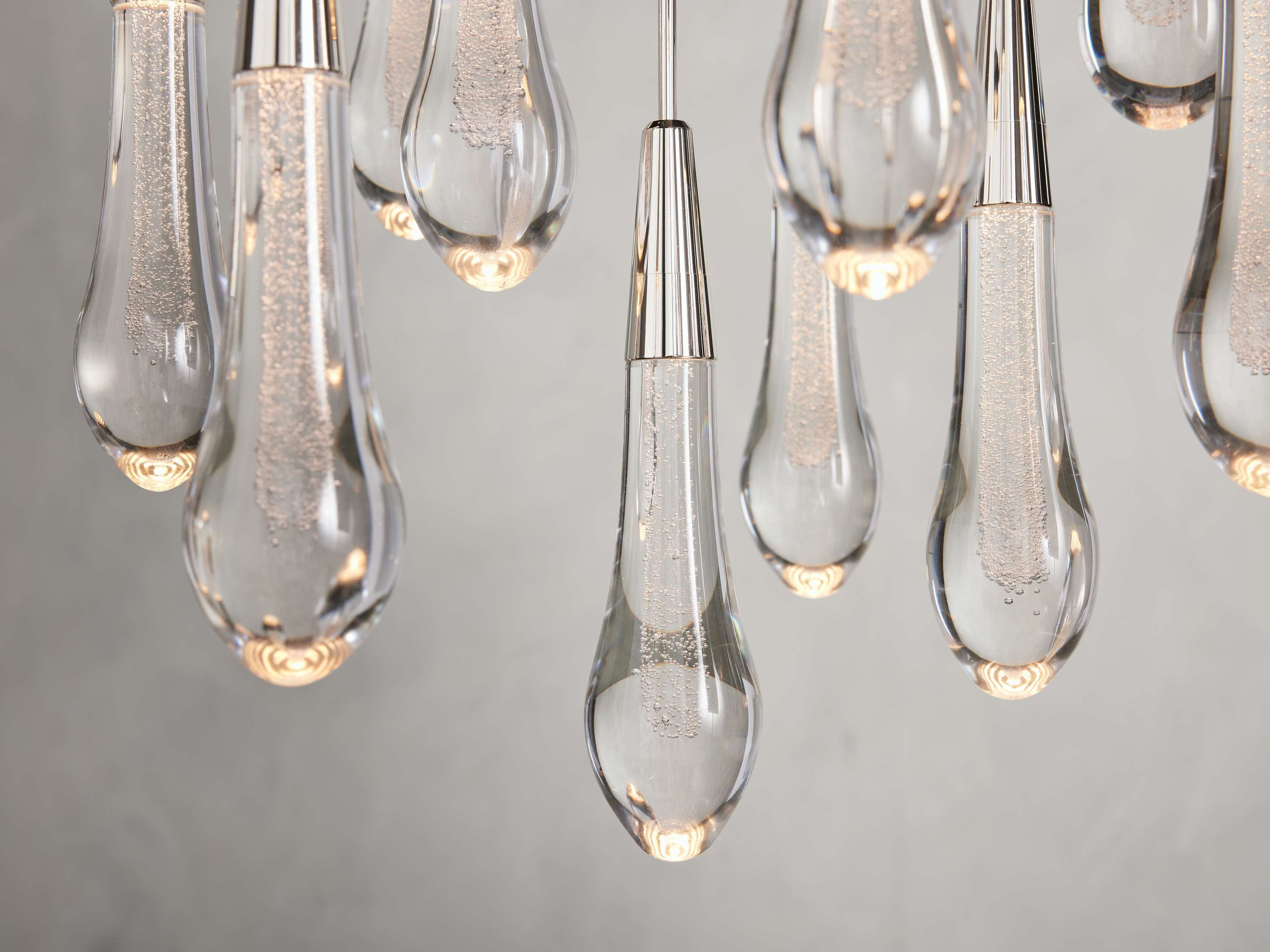 Rainfall Seeded Glass LED Chandelier