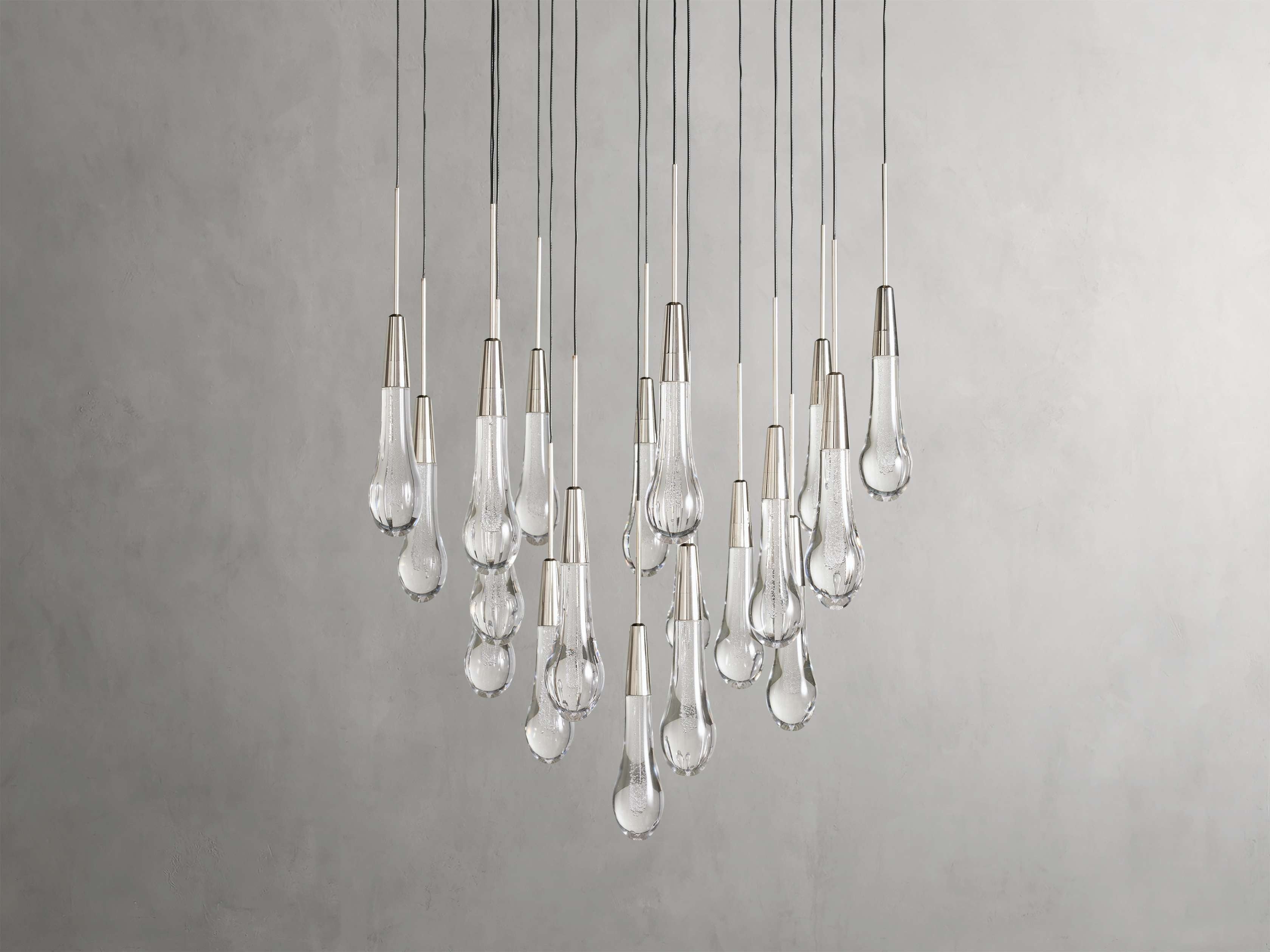 Rainfall Seeded Glass LED Chandelier