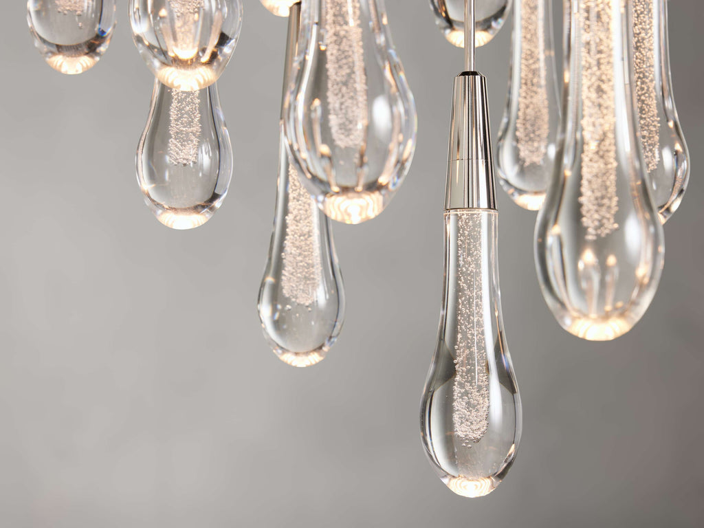 Rainfall Seeded Glass LED Chandelier