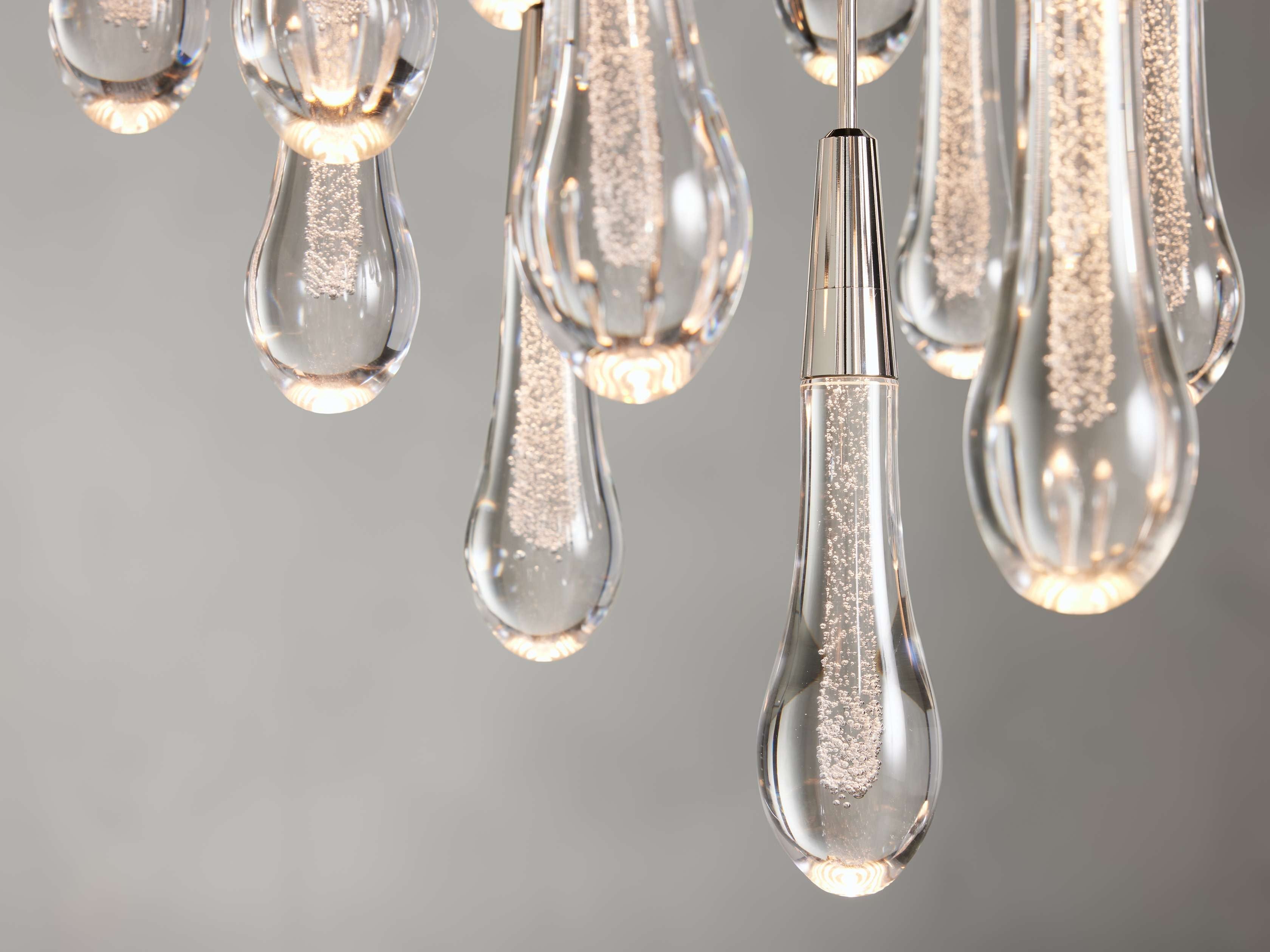Rainfall Seeded Glass LED Chandelier