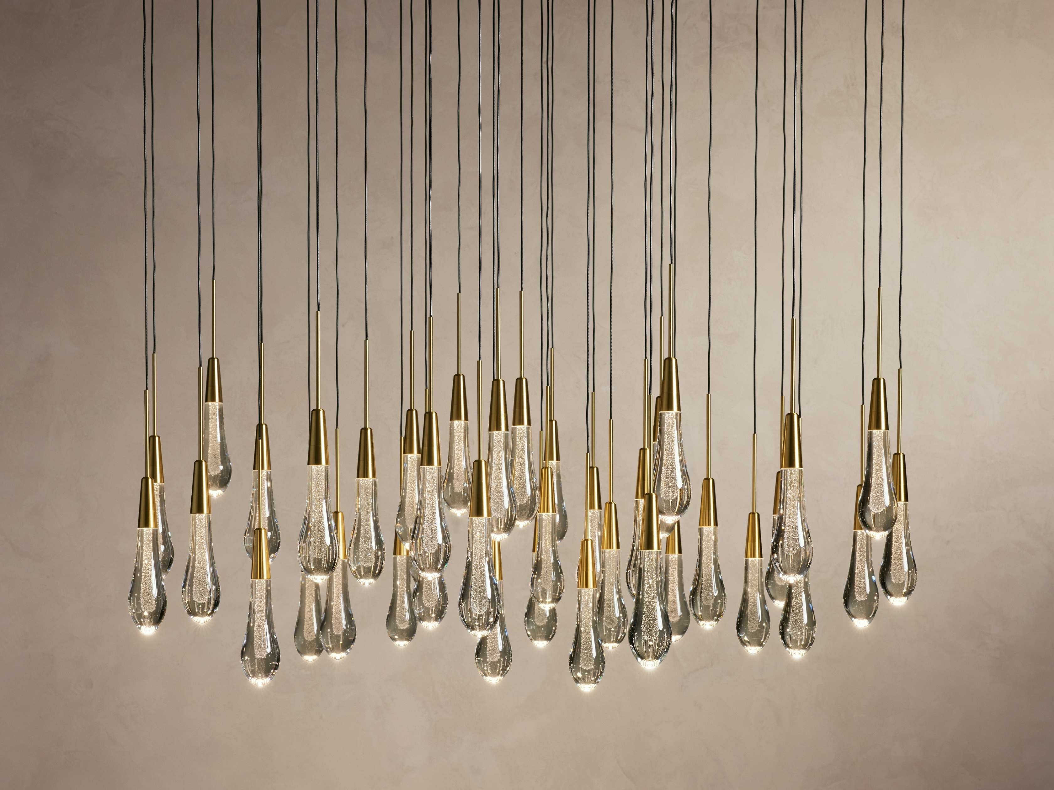 Rainfall Seeded Glass LED Chandelier
