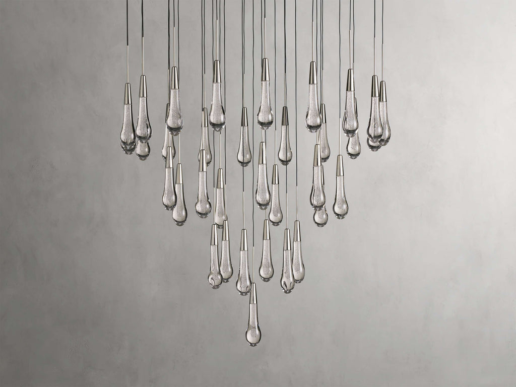 Rainfall Seeded Glass LED Chandelier
