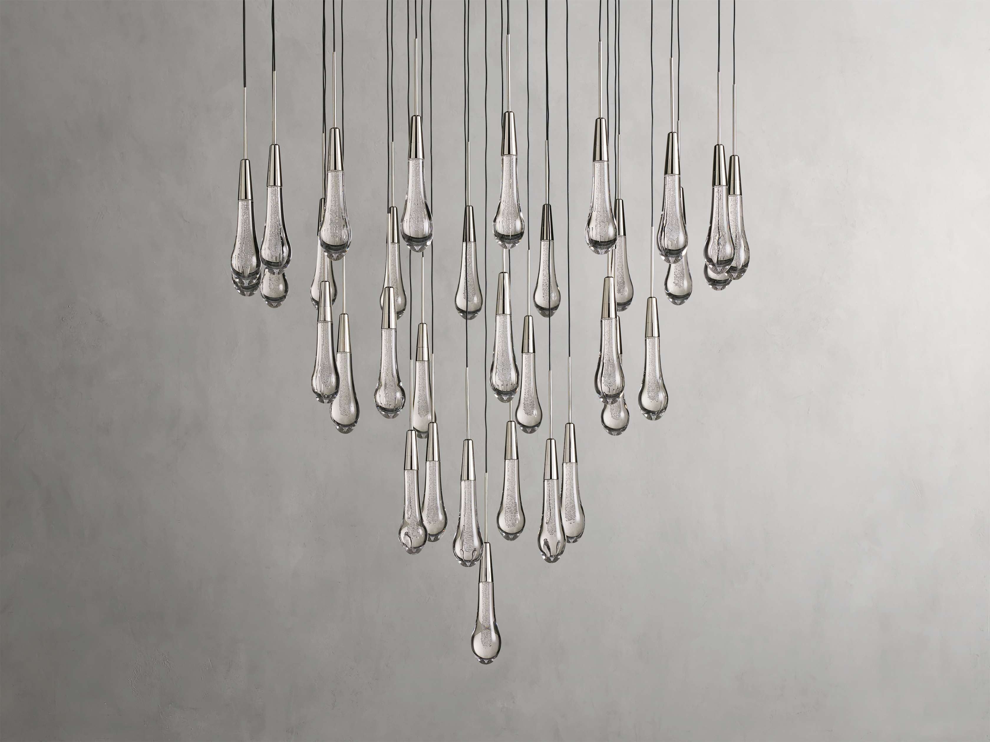Rainfall Seeded Glass LED Chandelier