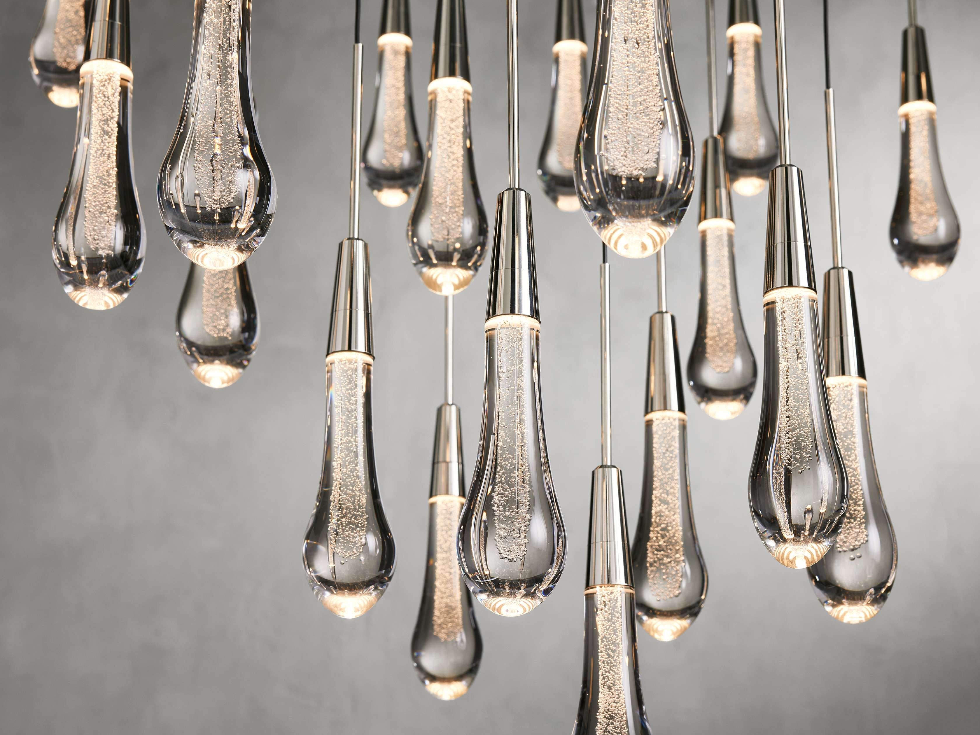 Rainfall Seeded Glass LED Chandelier