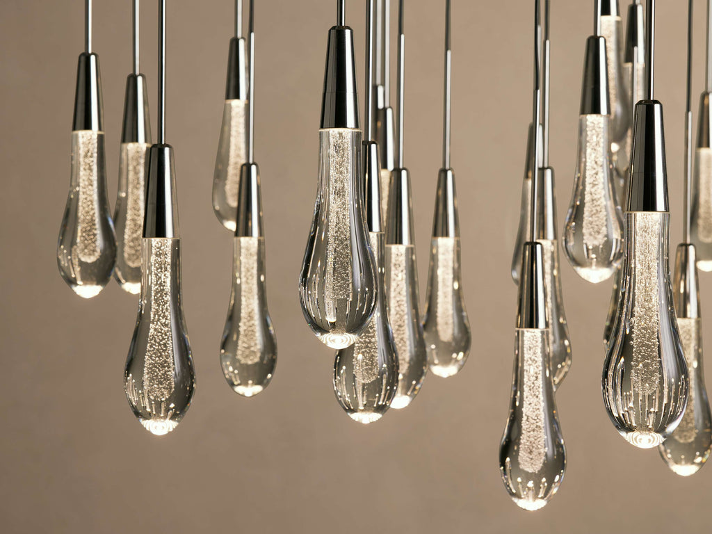 Rainfall Seeded Glass LED Chandelier