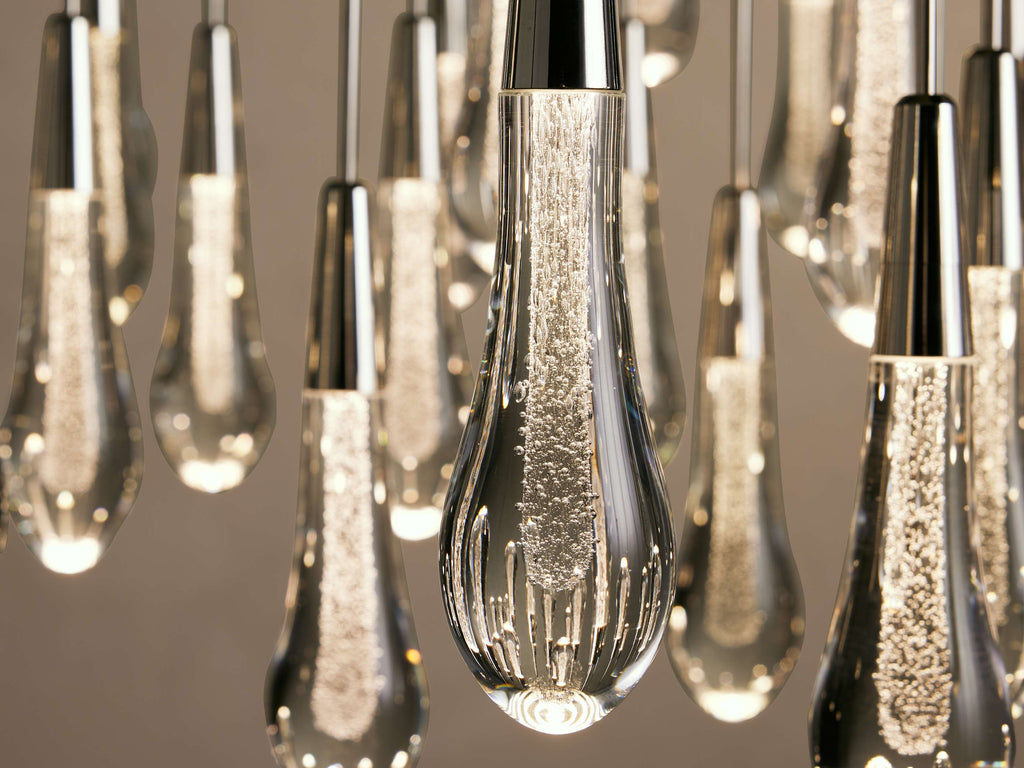 Rainfall Seeded Glass LED Chandelier