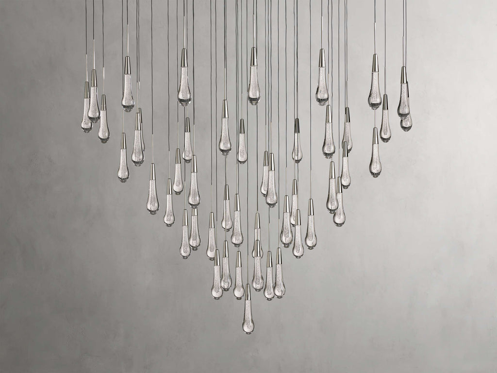 Rainfall Seeded Glass LED Chandelier
