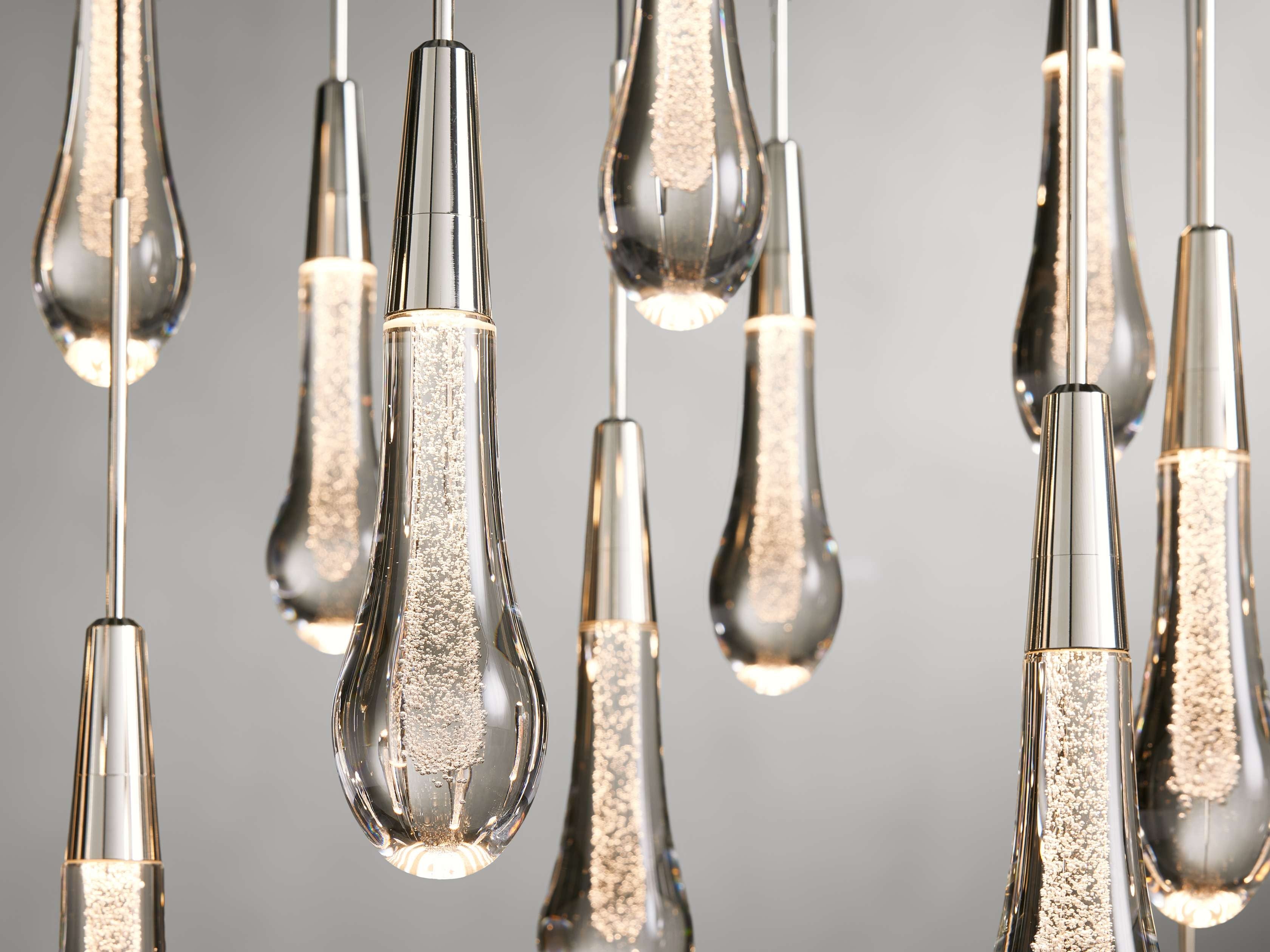 Rainfall Seeded Glass LED Chandelier