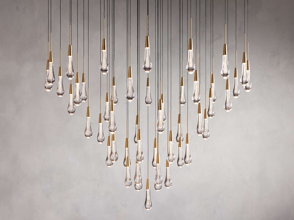 Rainfall Seeded Glass LED Chandelier