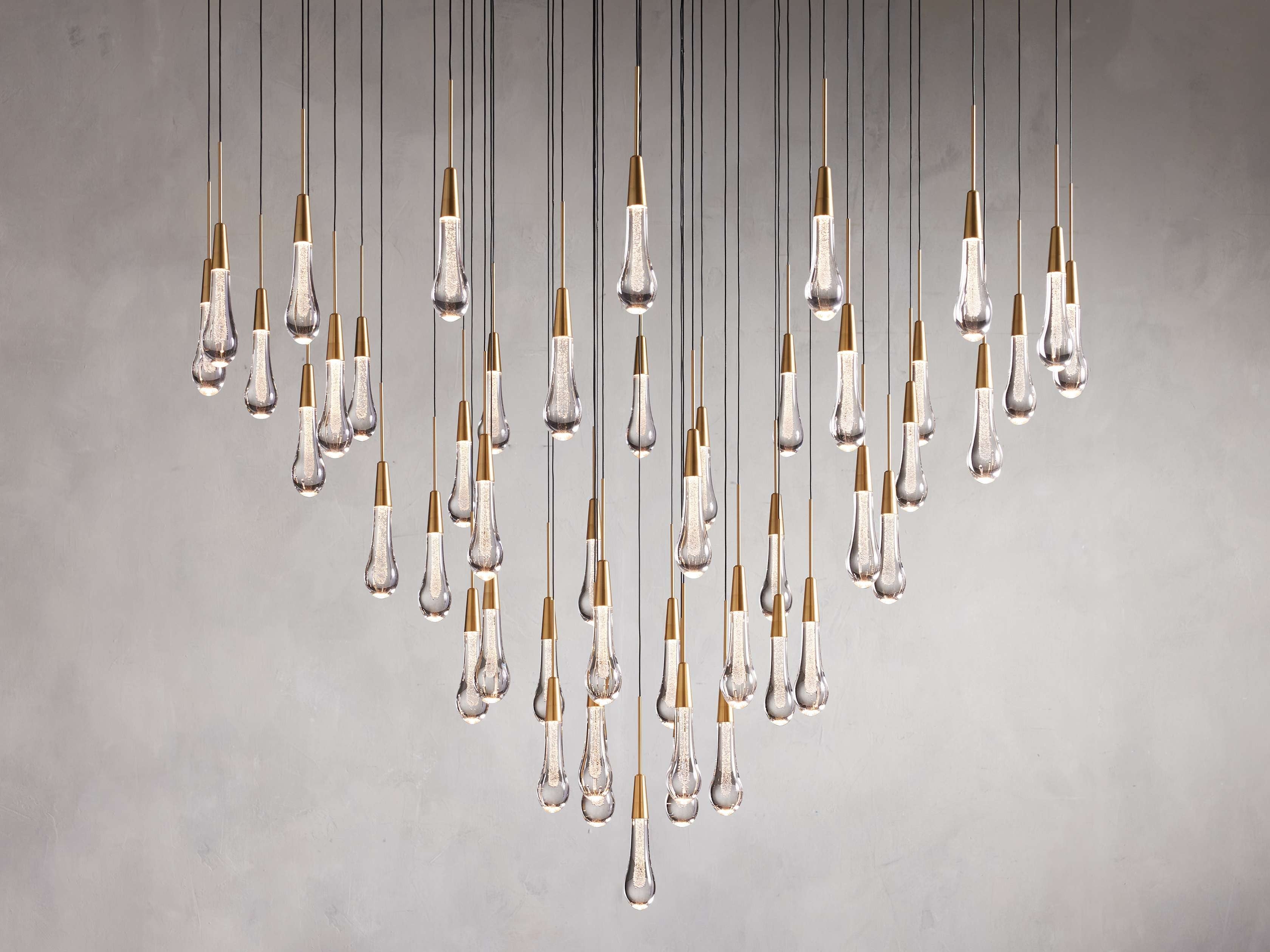 Rainfall Seeded Glass LED Chandelier