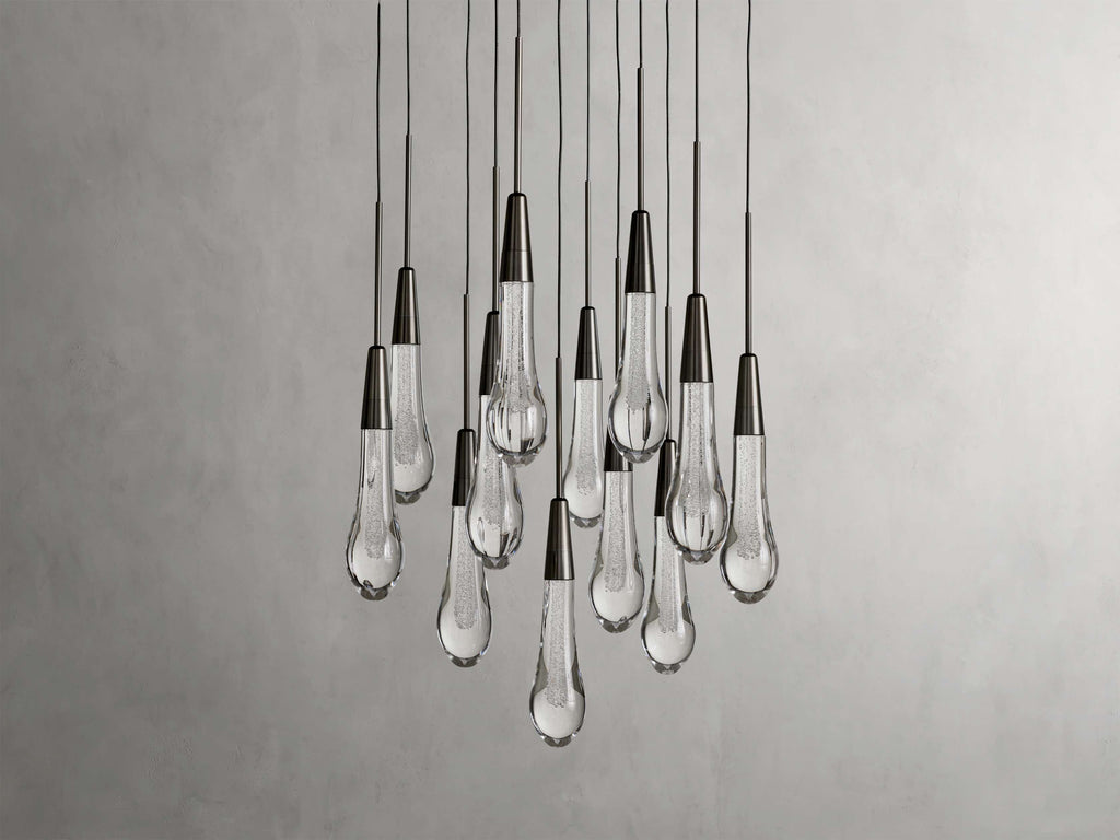 Rainfall Seeded Glass LED Chandelier