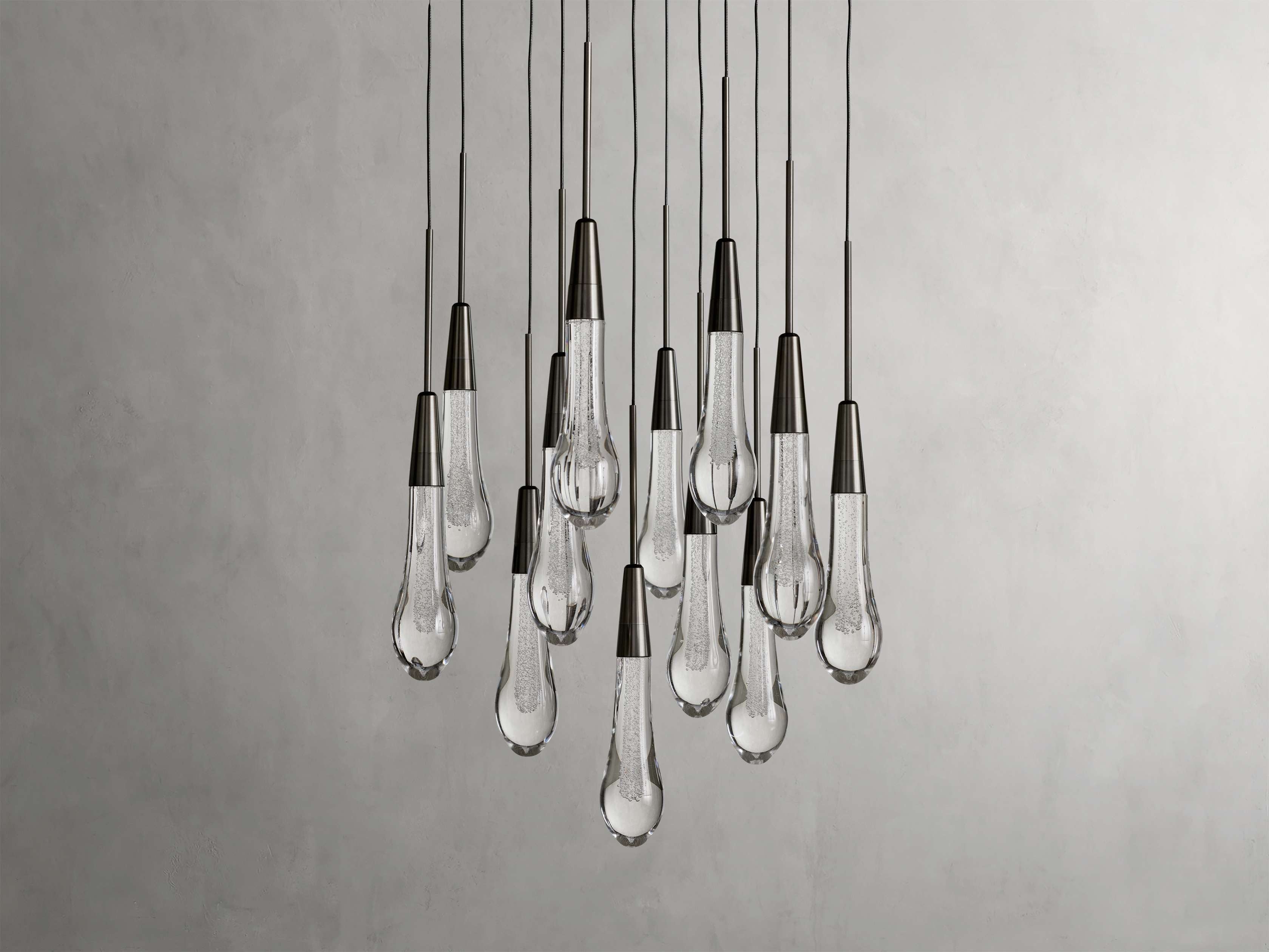Rainfall Seeded Glass LED Chandelier