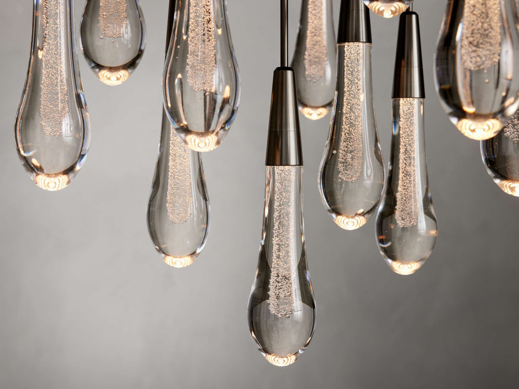 Rainfall Seeded Glass LED Chandelier
