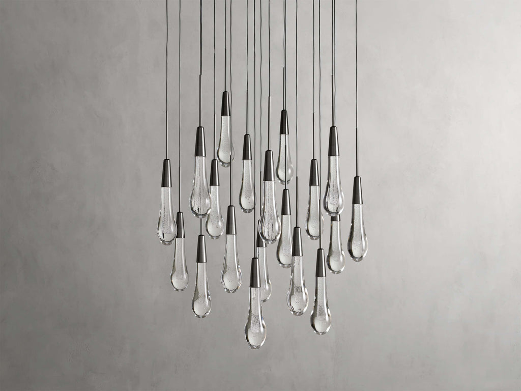 Rainfall Seeded Glass LED Chandelier