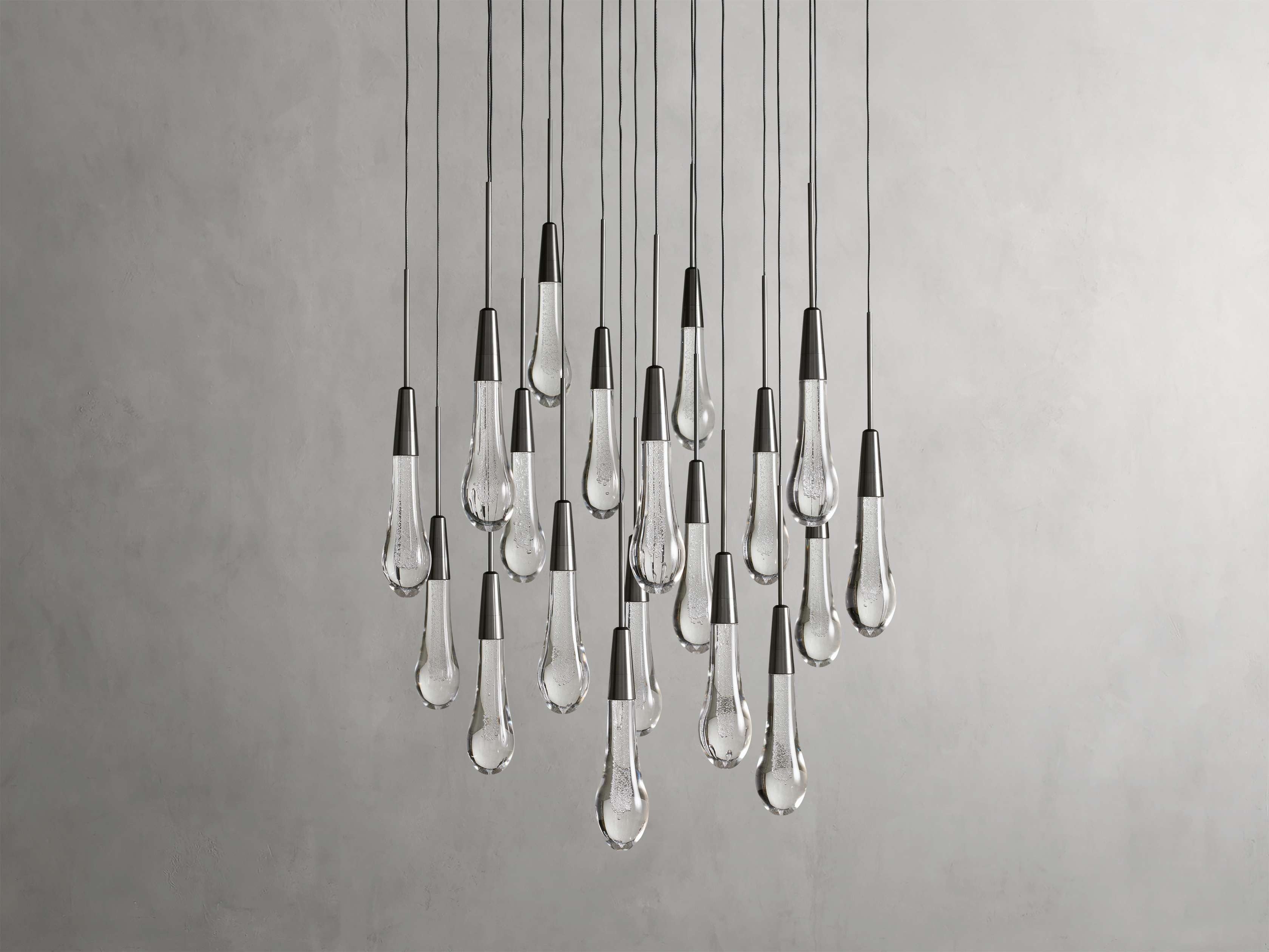 Rainfall Seeded Glass LED Chandelier