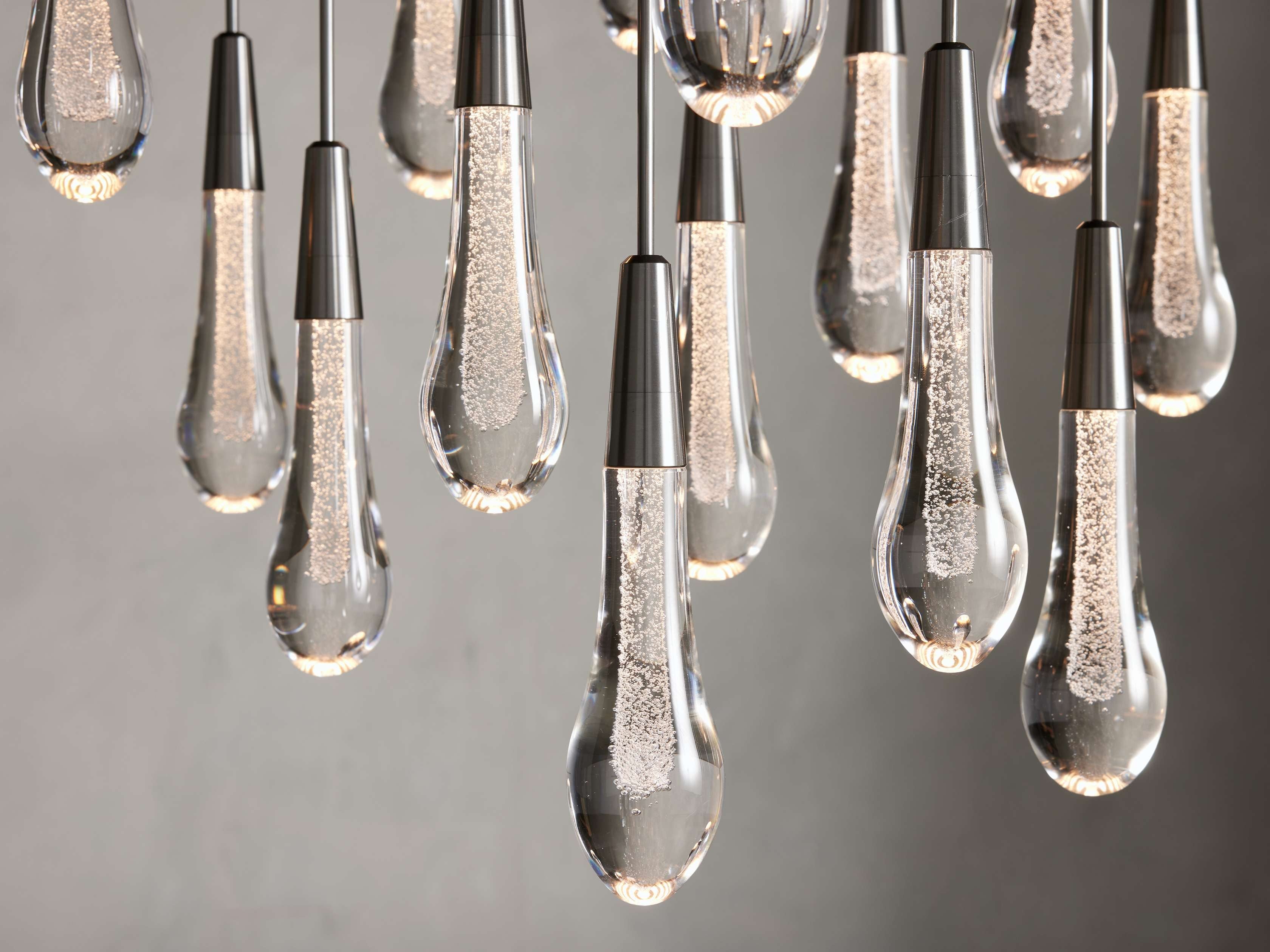 Rainfall Seeded Glass LED Chandelier