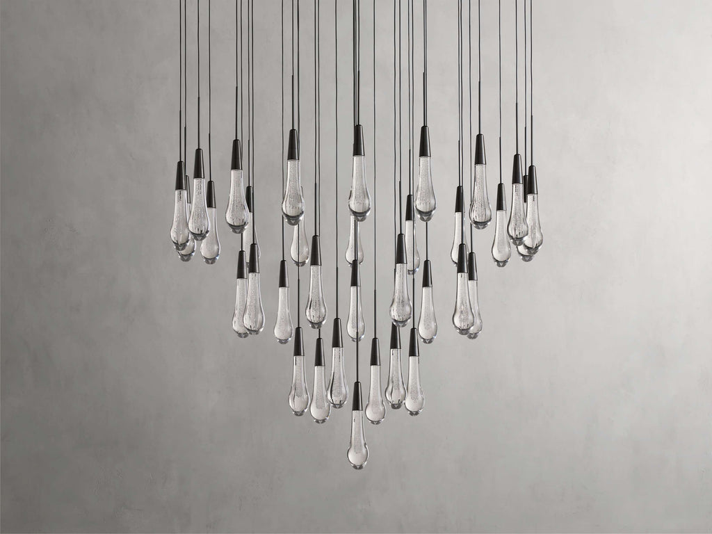 Rainfall Seeded Glass LED Chandelier