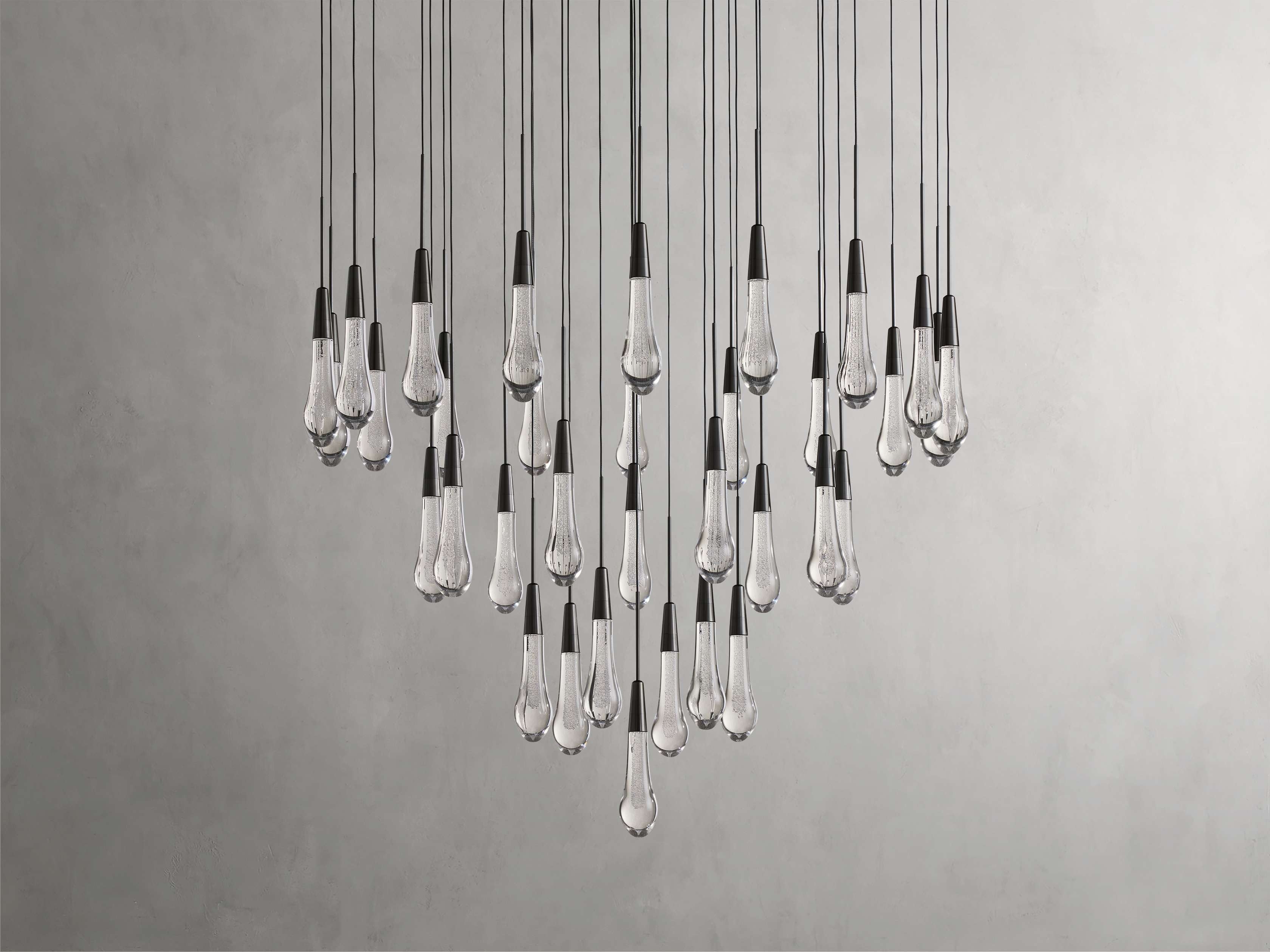 Rainfall Seeded Glass LED Chandelier
