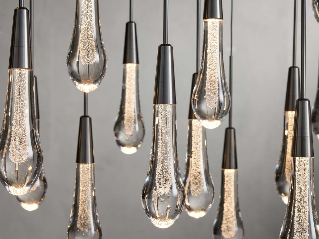 Rainfall Seeded Glass LED Chandelier