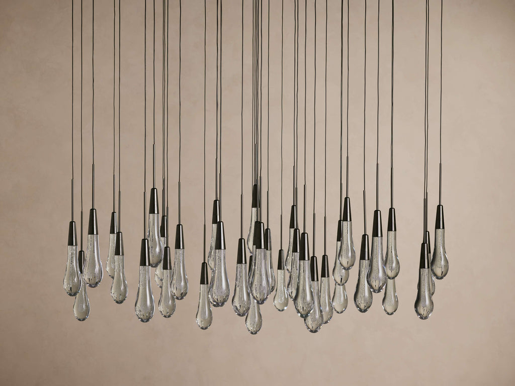Rainfall Seeded Glass LED Chandelier