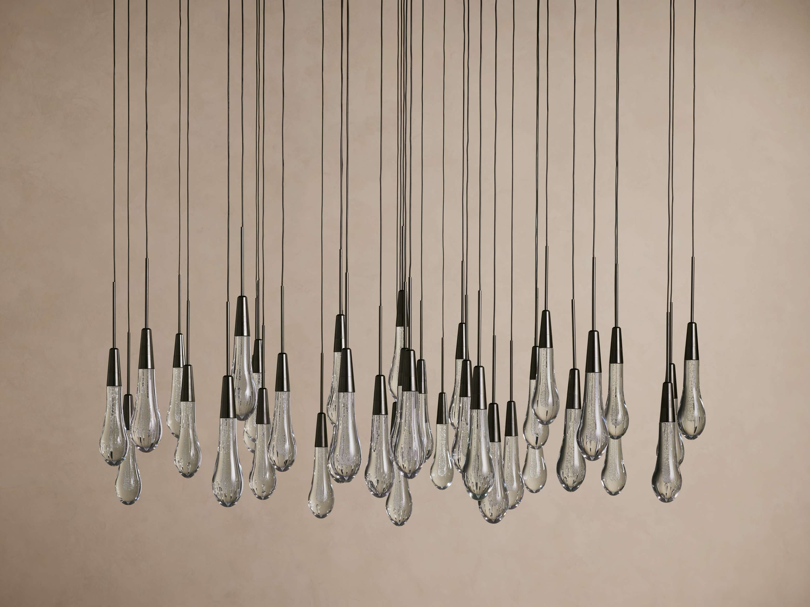 Rainfall Seeded Glass LED Chandelier