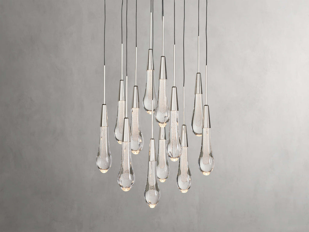 Rainfall Seeded Glass LED Chandelier