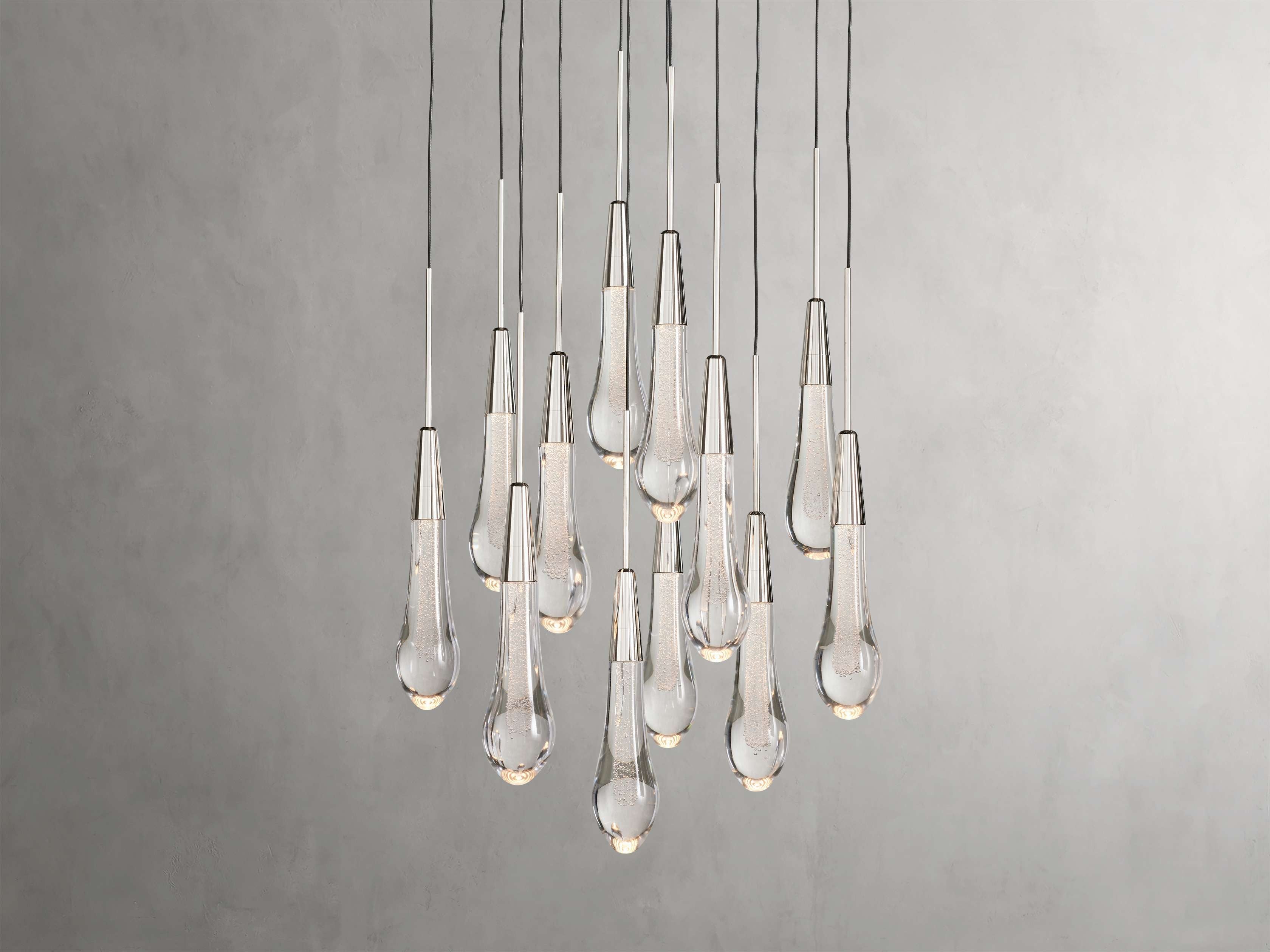 Rainfall Seeded Glass LED Chandelier