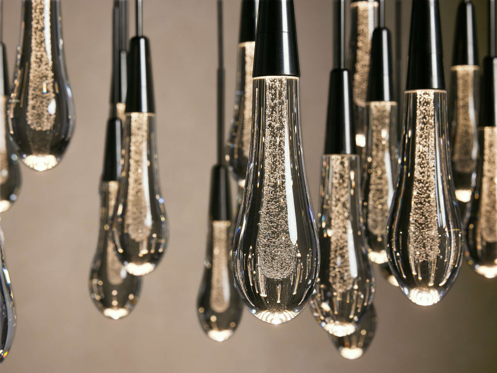 Rainfall Seeded Glass LED Chandelier