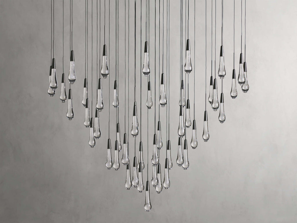 Rainfall Seeded Glass LED Chandelier