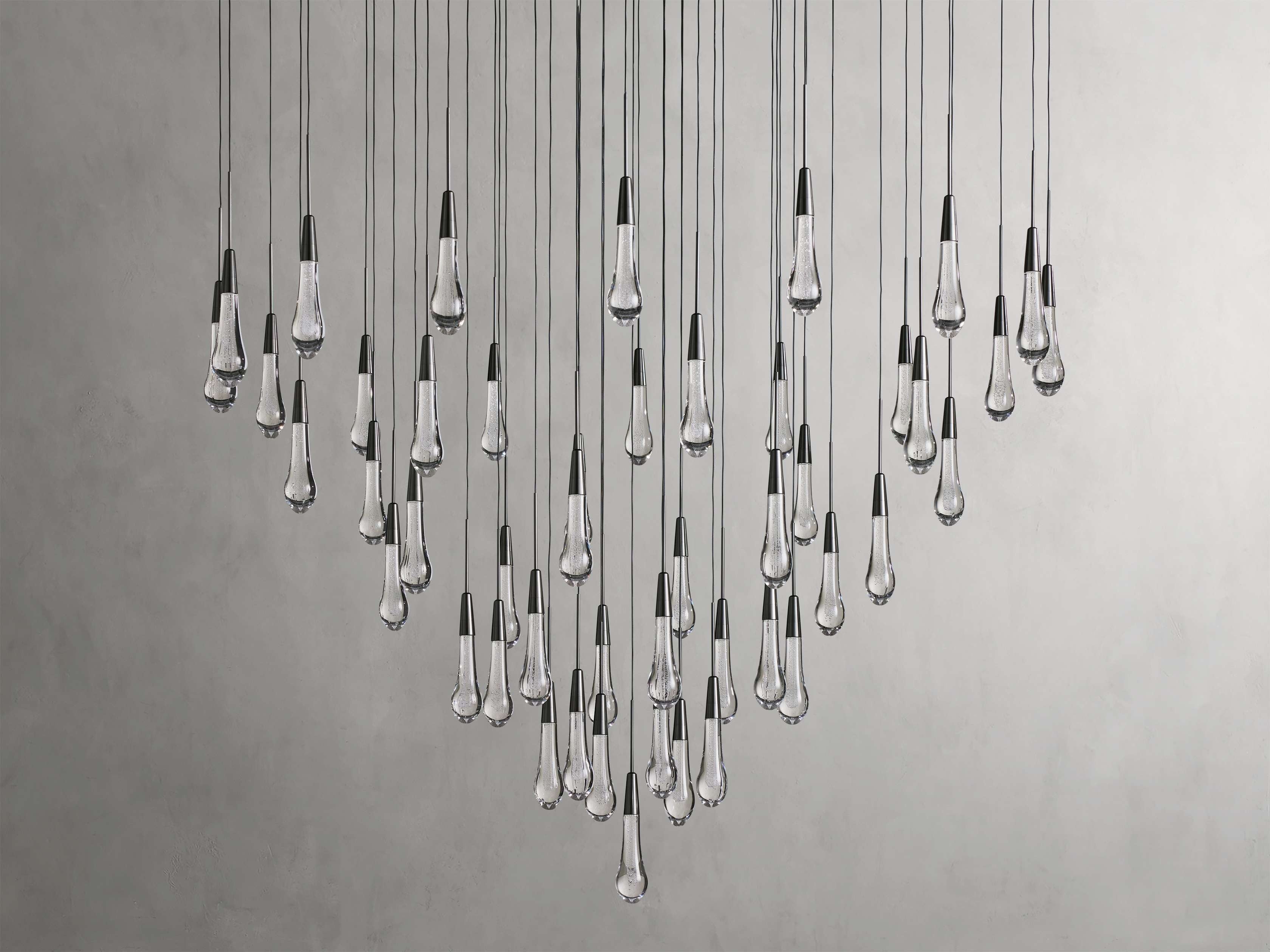 Rainfall Seeded Glass LED Chandelier