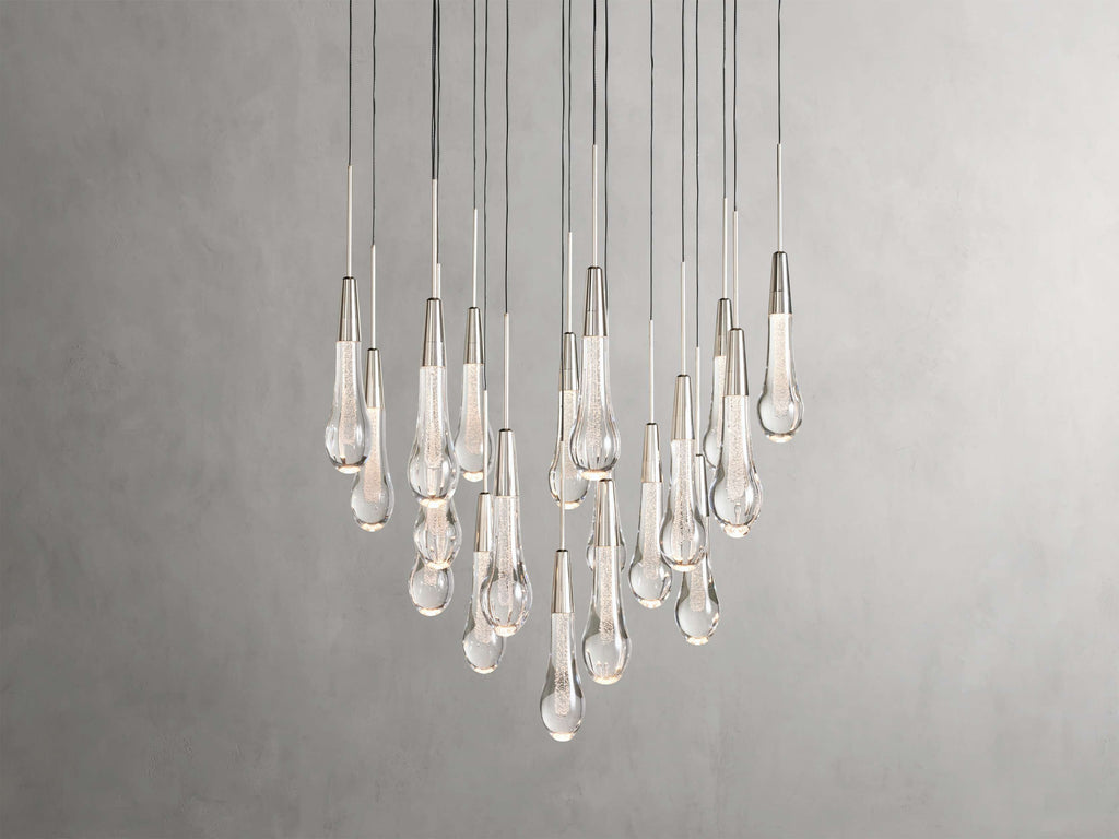 Rainfall Seeded Glass LED Chandelier