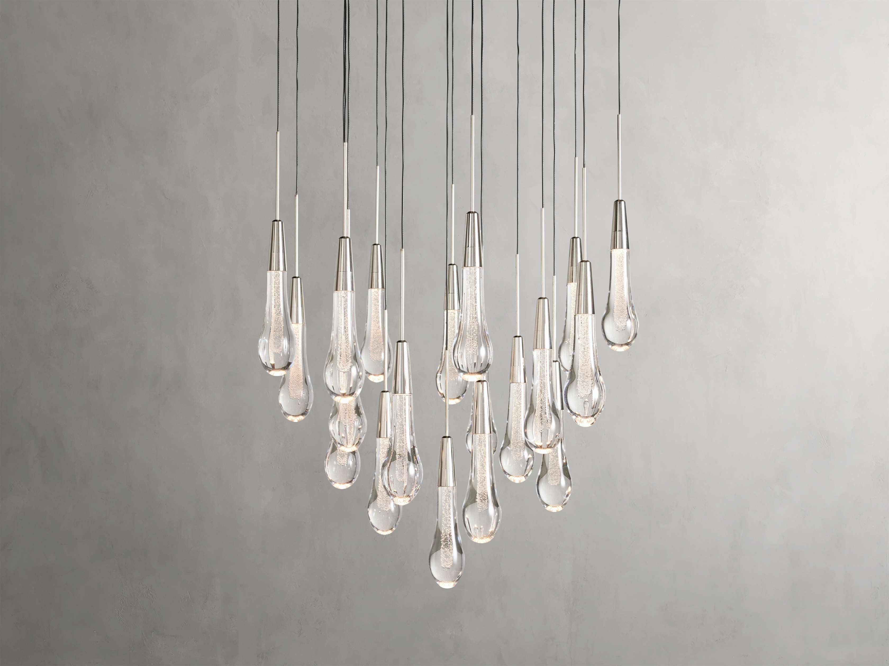 Rainfall Seeded Glass LED Chandelier