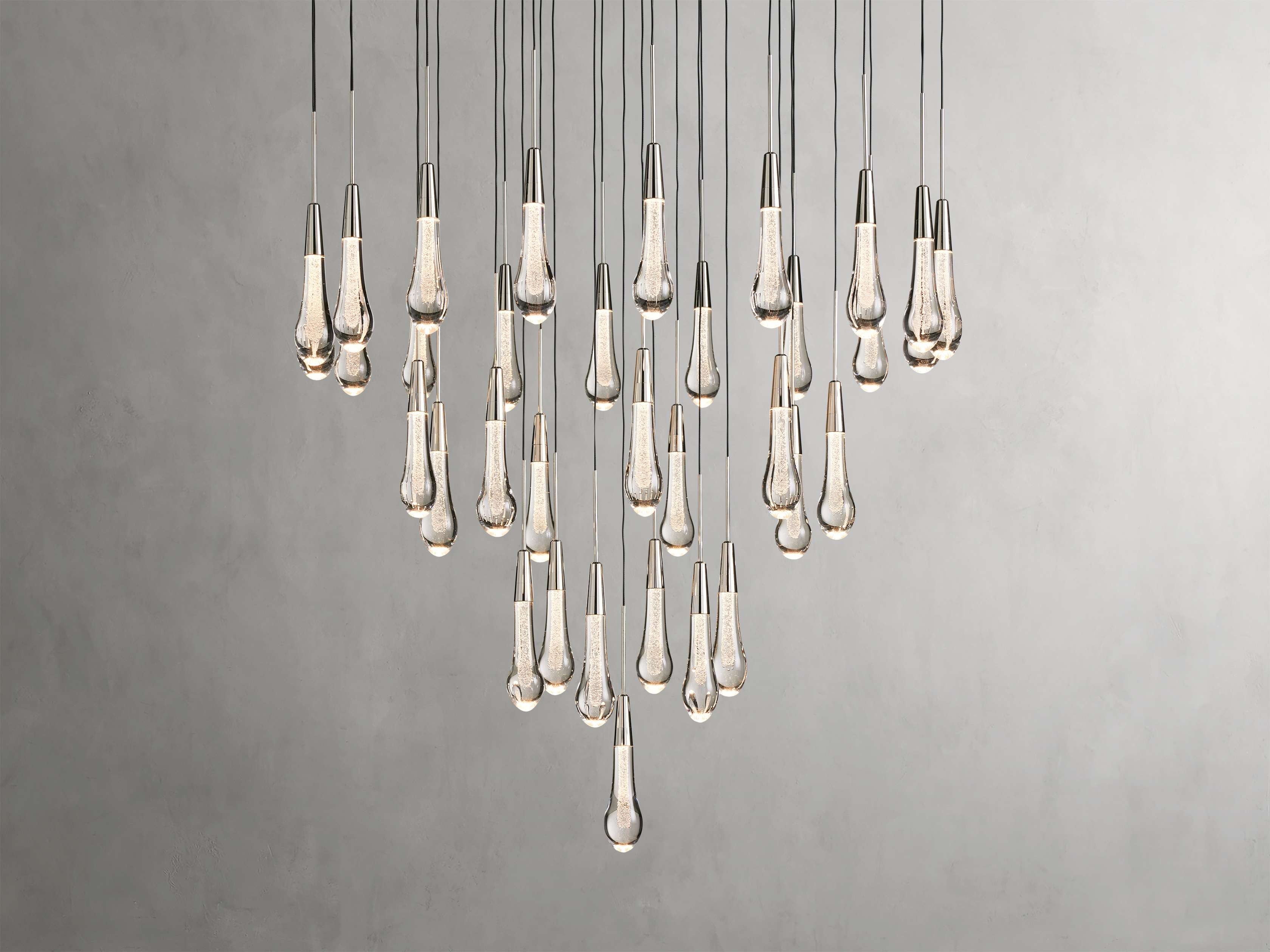 Rainfall Seeded Glass LED Chandelier