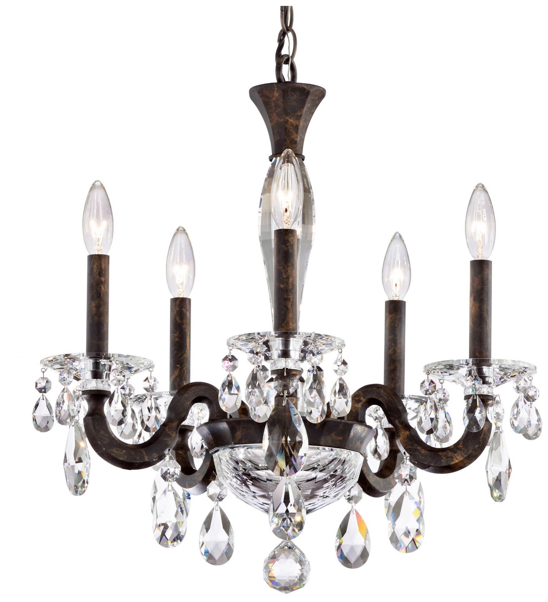 San Marco 22"H x 20.3"W 5-Lt Crystal Chandelier in Hrlm Bronze
