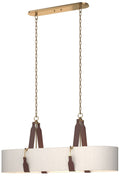 Saratoga Oval Pendant - Antique Brass - British Brown - Flax Shade