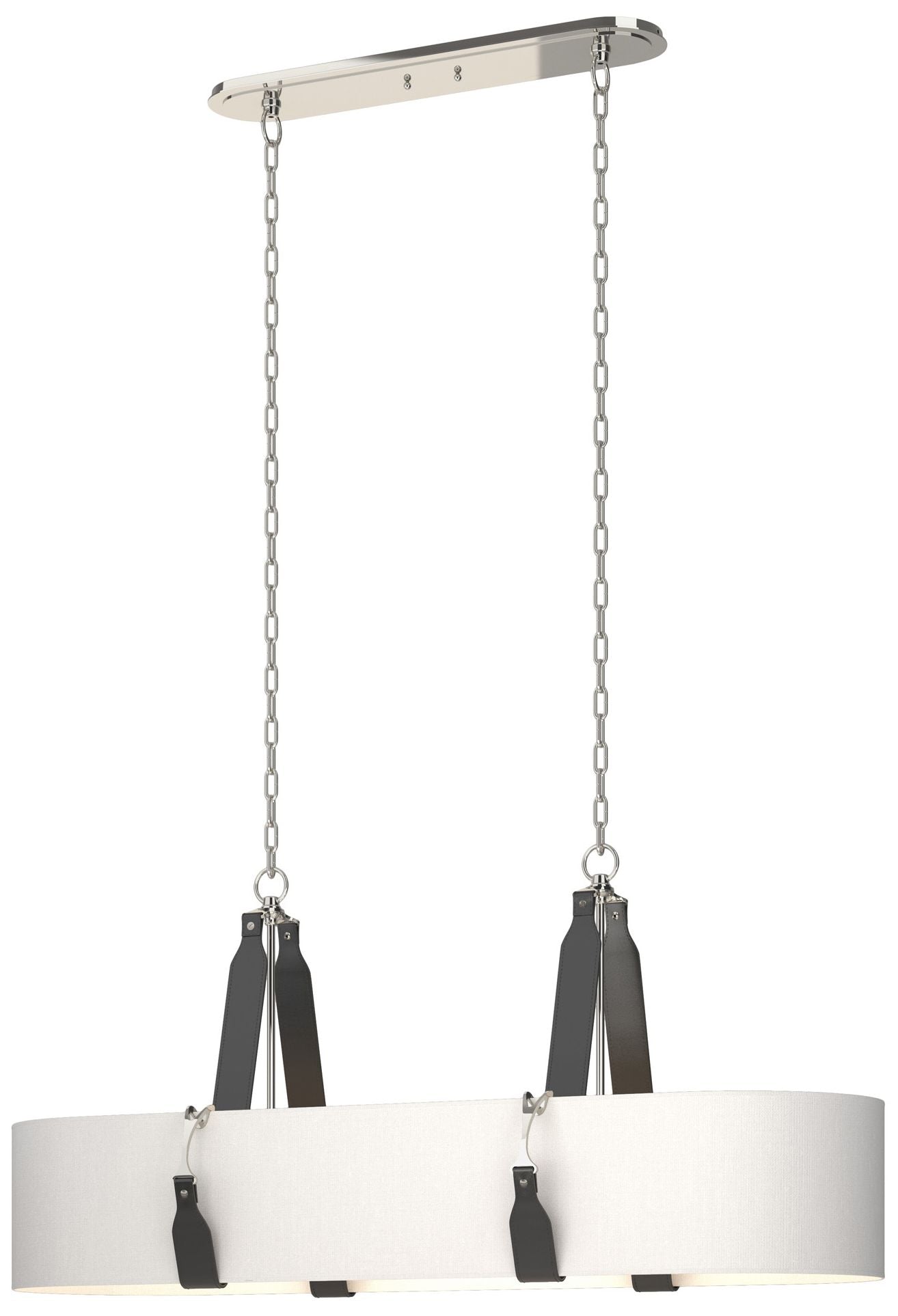 Saratoga Oval Pendant - Polished Nickel - Black - Anna Shade