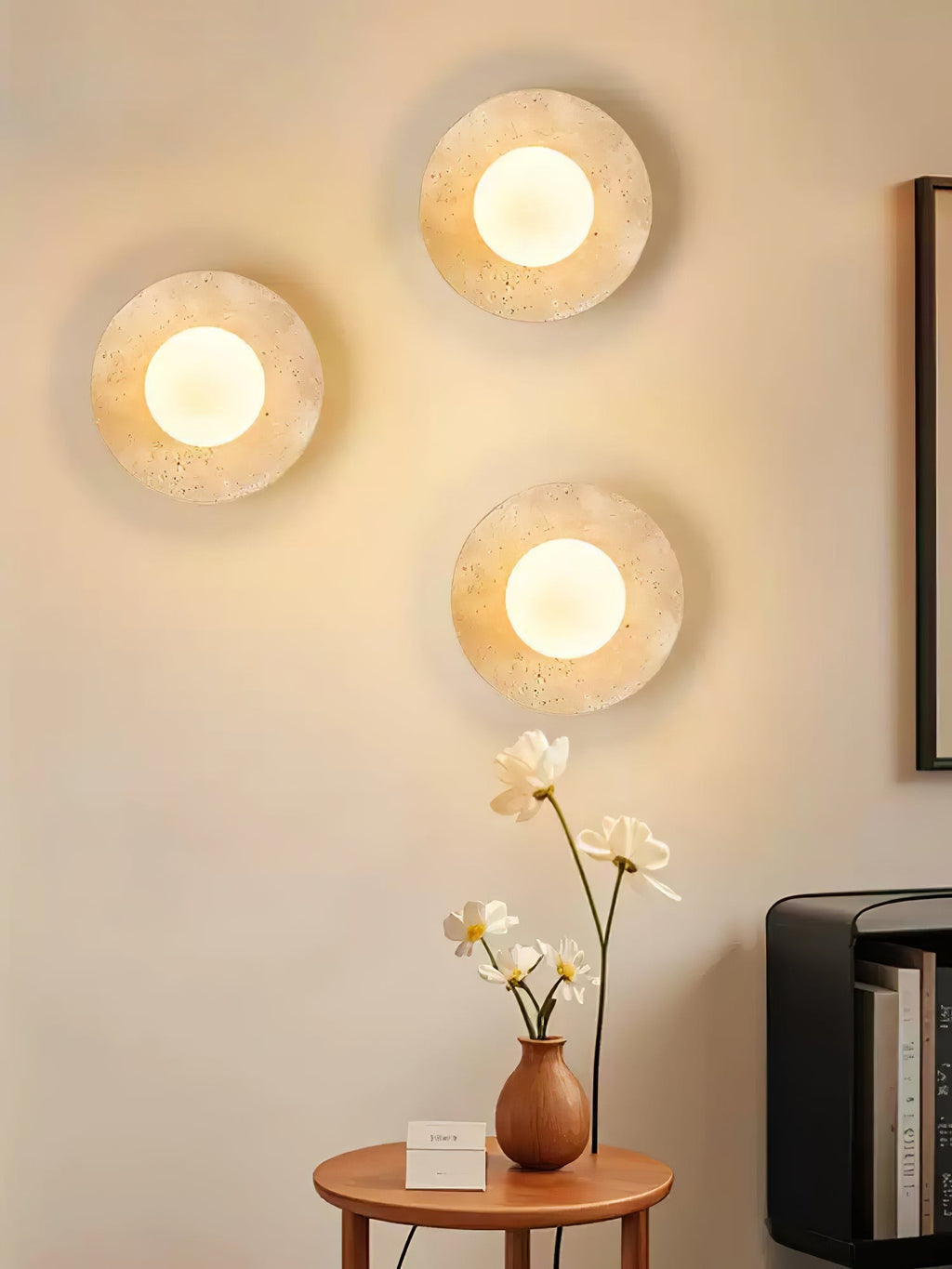 Selvara Travertine Globe Wall Sconce